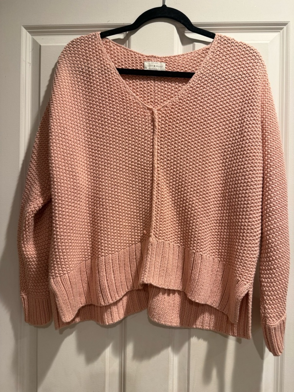 Lucky Brand Blush Pink V-Neck Knit Sweater